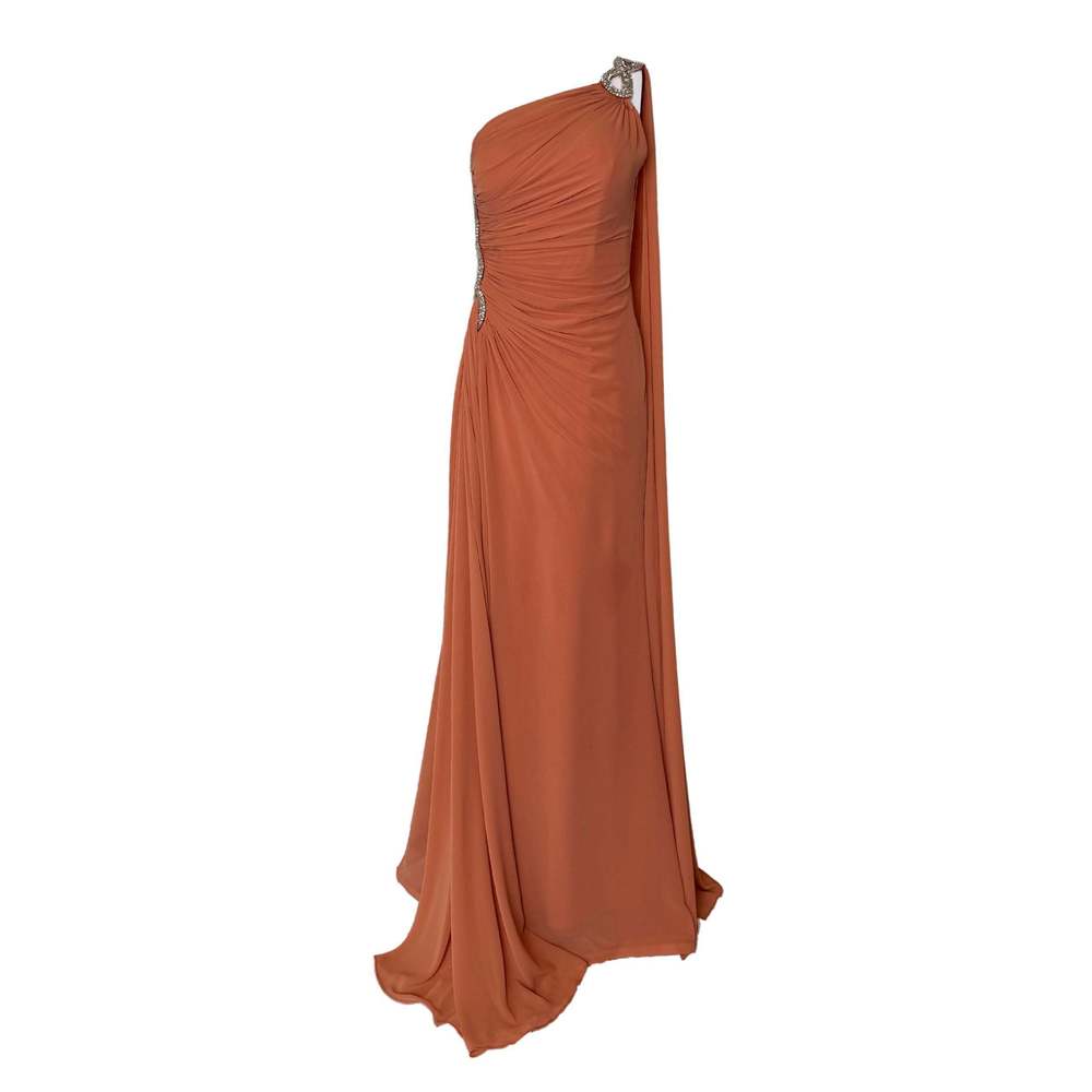 Cult Moda - One Shoulder Beaded Gown in Brown - FR 38